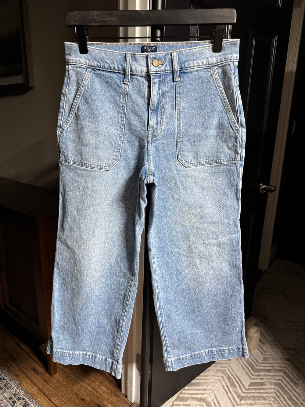 {J. Crew} "Wide Leg Crop Utility" Short Petite Light Blue Denim Jeans WJ99